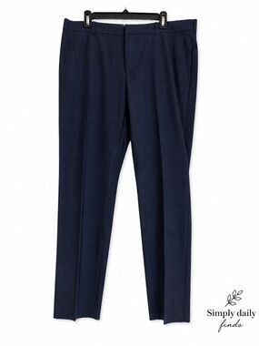 Perry Ellis Portfolio Modern Fit Dress Pants 38x32 Navy Windowpane Stretch